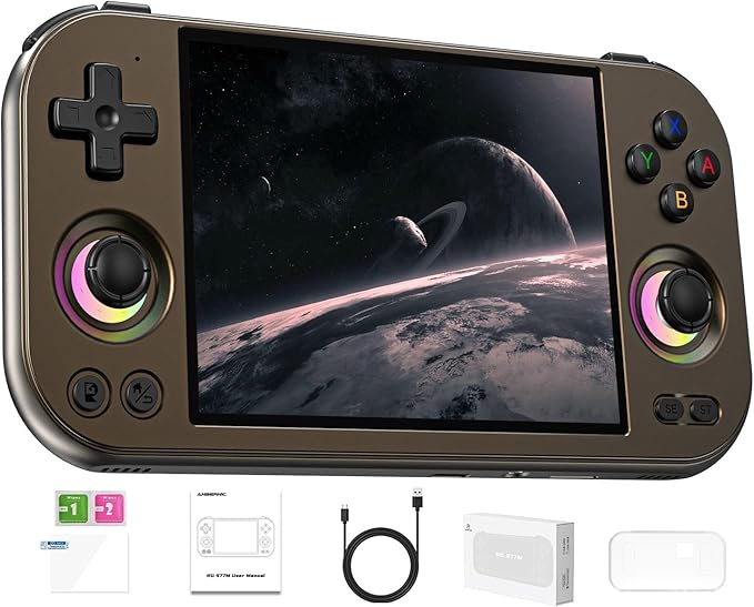 ANBERNIC RG477M Retro Handheld Game Console , Aluminum Alloy CNC Android 14 System 4.7 Inch LTPS in-Cell Touch Screen Dimensity 8300 Processor Support WiFi 6E Bluetooth 5.3 12+256GB(Brozen)